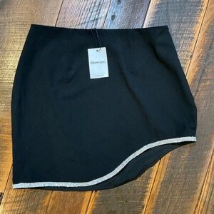 Showpo Josanna Diamante Trim Asymmetrical Mini Skirt – Black – Size 8 (NWT)